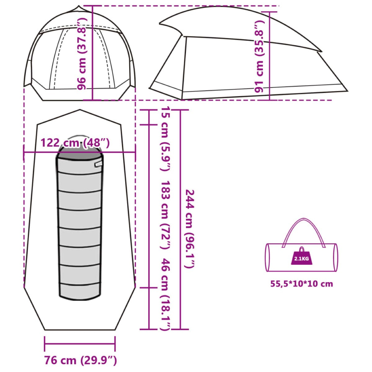 Campingtält 1-person Kupol