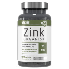 Elexir Pharma Organisk Zink 25 mg 100 kapslar